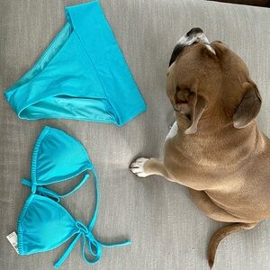 NWT- AERIE— BIKINI— BLUE— SIZE L— MATCHING SET
